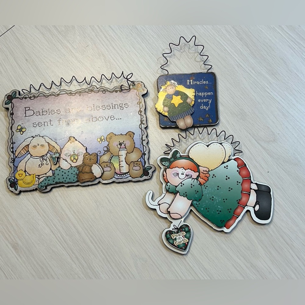 Wooden folk art signs - set of 3